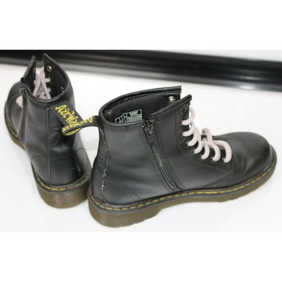 Girls Size 4 Dr. Martens Black Tied Combat Boots - Picture 8 of 11